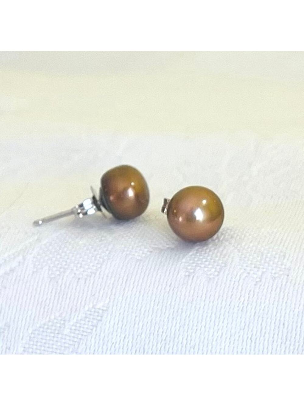 HONORA Pearl Earrings Sterling Silver Mocha Stud Classic Freshwater Cultured